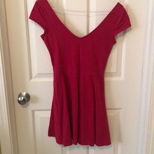Deep v neck and back red dress